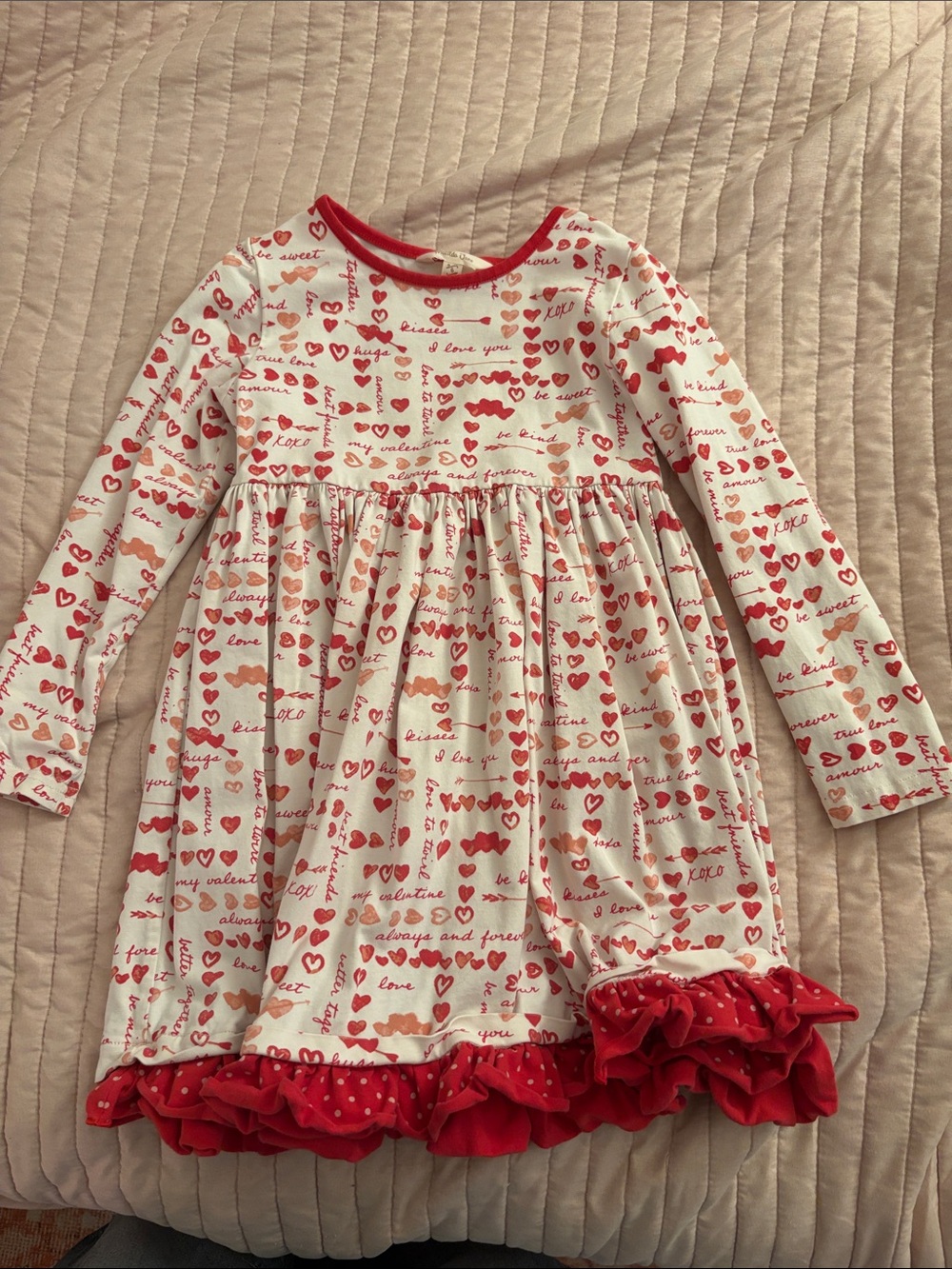 Matilda Jane White and Red Heart Print Long Sleeve Dress